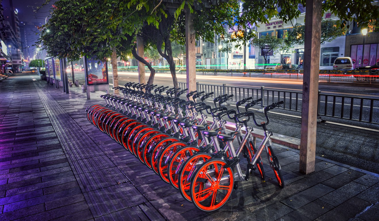Street corners in most big cities in China are now clutered by bikes. Pictured, a bike-sharing scheme by Mobike. Photo: Handout