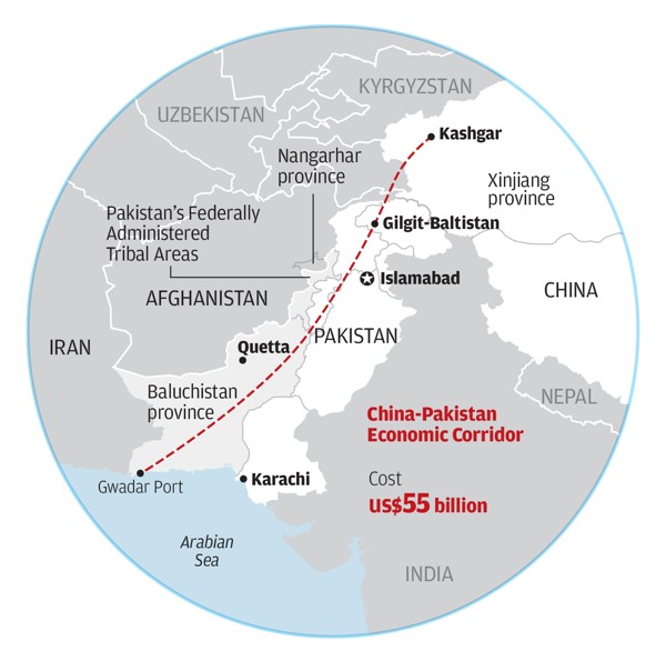 A map of the China-Pakistan Economic Corridor.