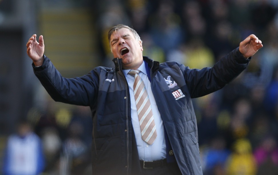 Sam Allardyce shows his emotions as Crystal Palace walk the tightrope to Premier League safety. Photo: Reuters