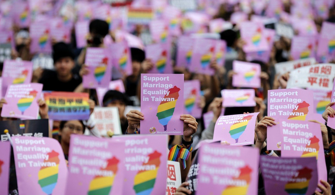 Taiwan’s LGBT community has been campaigning for marriage equality since the government proposed legalising same-sex unions in 2003. Photo: EPA