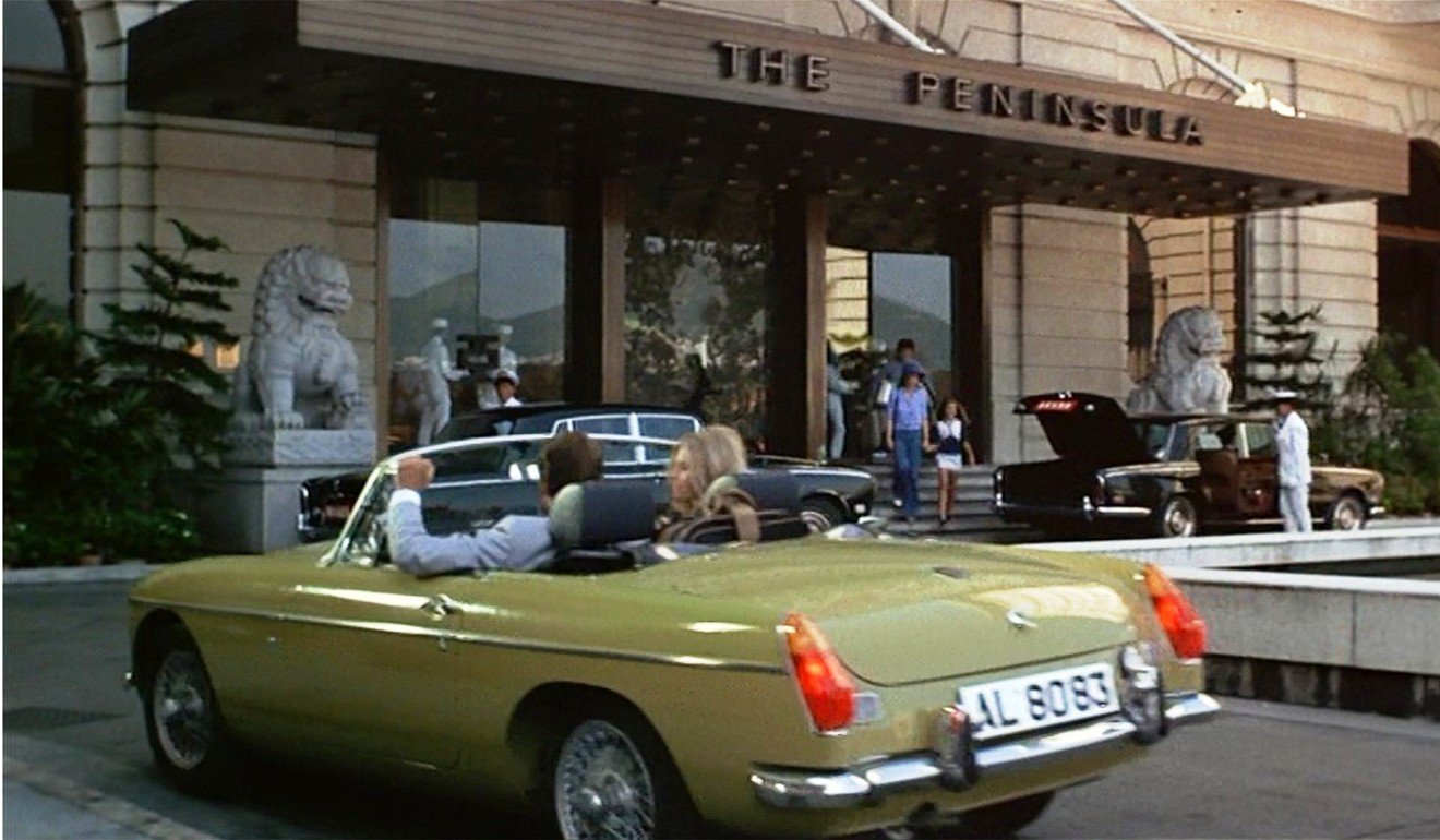 Roger Moore as 007 and Britt Ekland outside the Peninsula Hotel in Man with the Golden Gun. The Photo: Handout