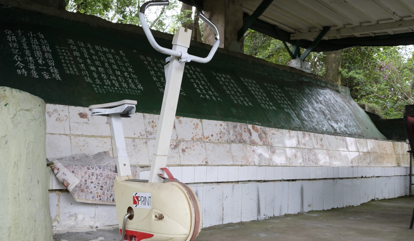 An exercise bike near the Fool’s Paradise garden. Photo: James Wendlinger