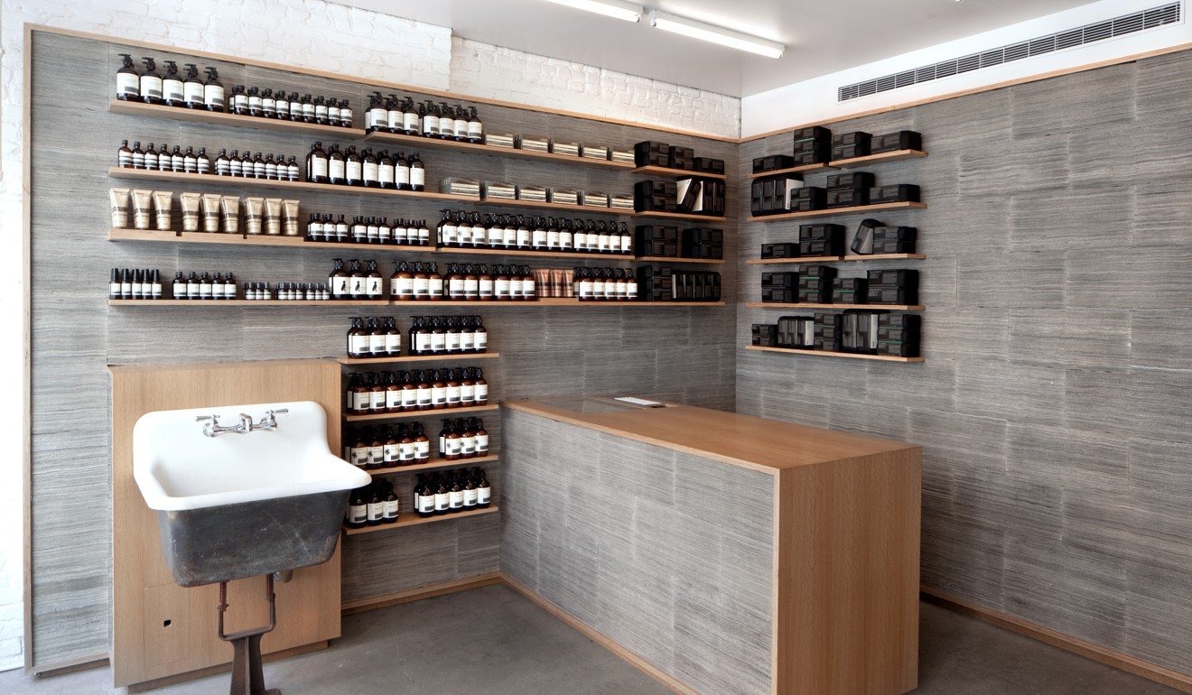 The Aesop store in Nolita, New York designed by Jeremy Barbour of New York’s Tacklebox Architecture. The newspaper-inspired decor features walls clad with 2,800 copies of The New York Times. Photo: courtesy of Aesop