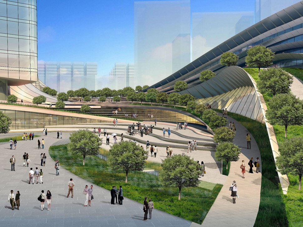 An artist’s impression of the West Kowloon Terminus for the express rail link, released by the MTR Corporation in August 2010. Photo: Xinhua