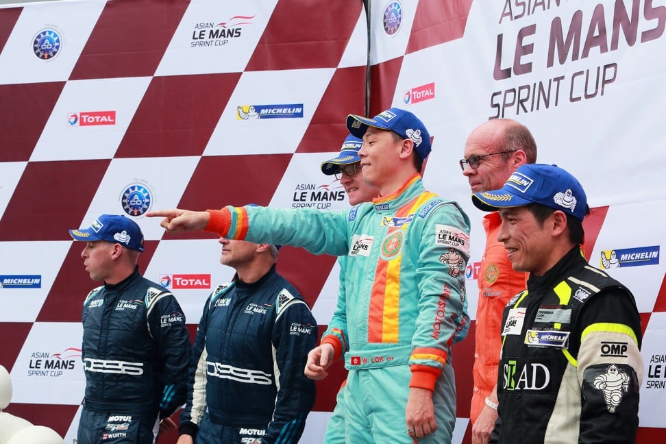 William Lok celebrates one of his wins at the Le Mans Sprint Cup.