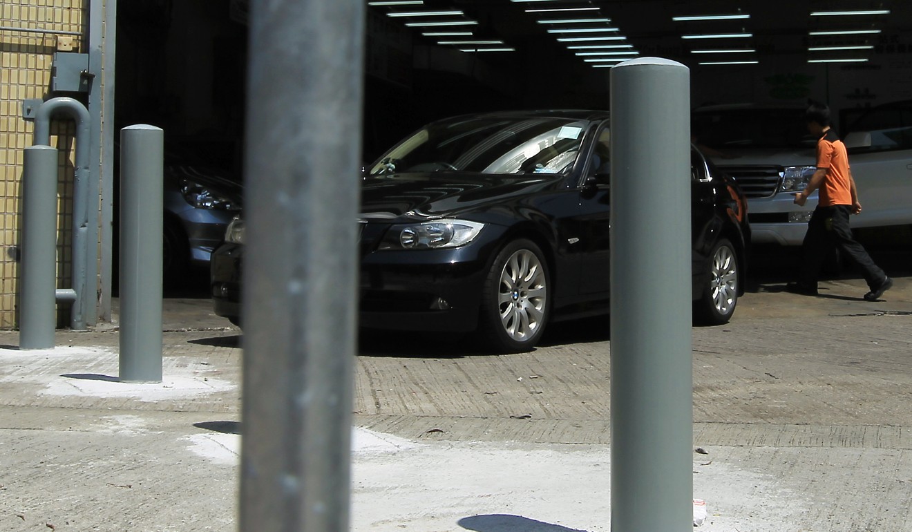 Bollards stand near the Highways Department in Kowloon. Photo: Edward Wong