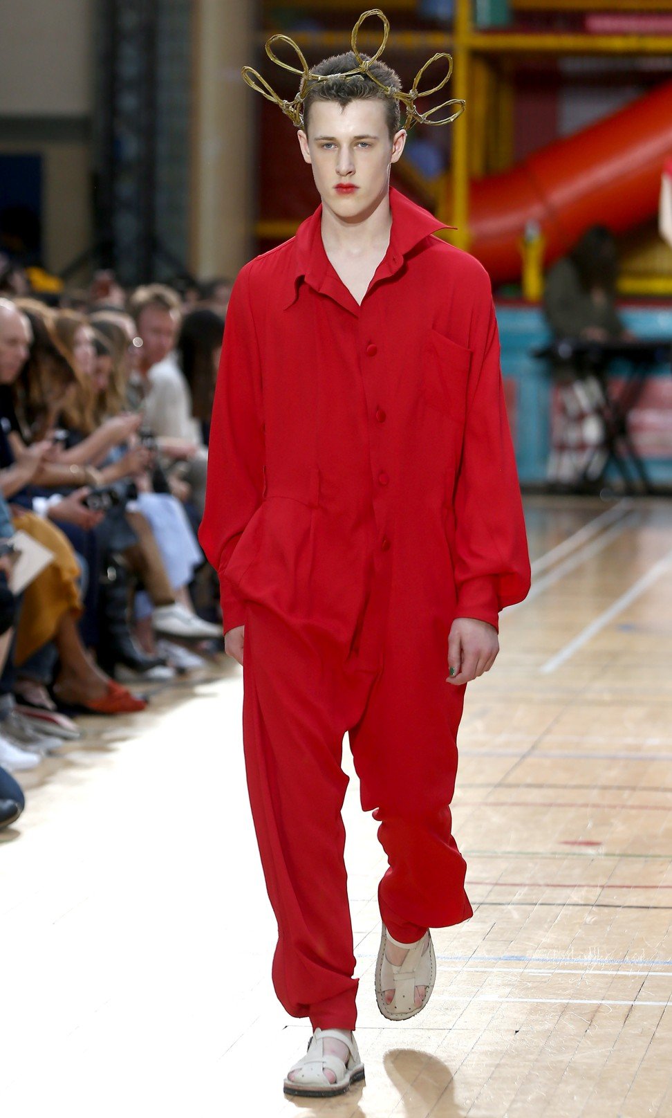 A model presents a creation at the Vivienne Westwood catwalk show at London Fashion Week Men's in London. Photo: REUTERS