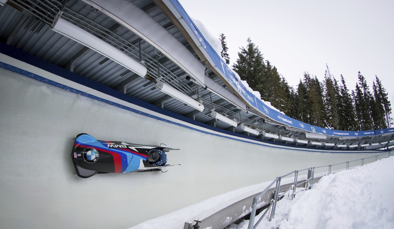 The United States’ bobsled team in action. Photo: AP