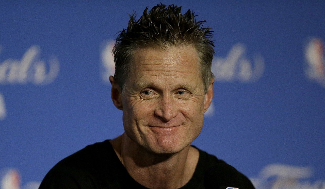 Golden State Warriors head coach Steve Kerr speaks at a news conference after game five. Photo: AP