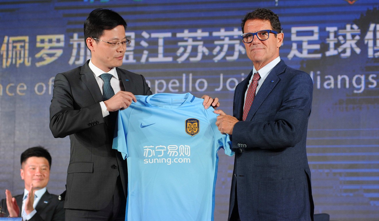 Fabio Capello (right) joined Jiangsu Suning. Photo: Reuters