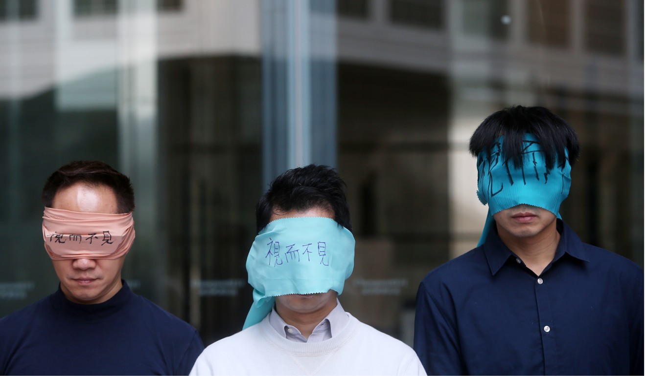 Activists from a suicide prevention group call for more government action to address student suicide, at a rally in April this year. Photo: Sam Tsang