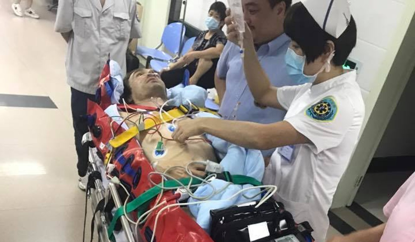 Andre Couto is rushed to hospital in Zhuhai after his front-end crash at the China GT Championships. Photo: Sun Zheng/Facebook