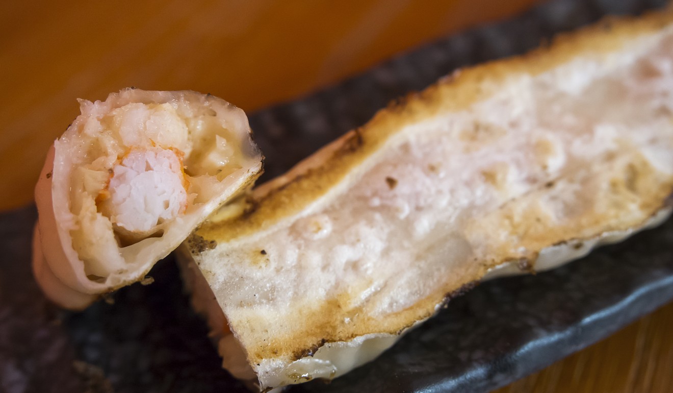 Gyoza with crab meat and shrimp stick at Chao Chao Gyoza.