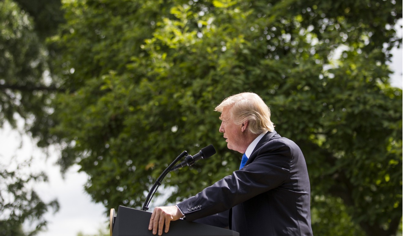 US President Donald Trump speaks in the Rose Garden of the White House on Tuesday. Photo: Bloomberg