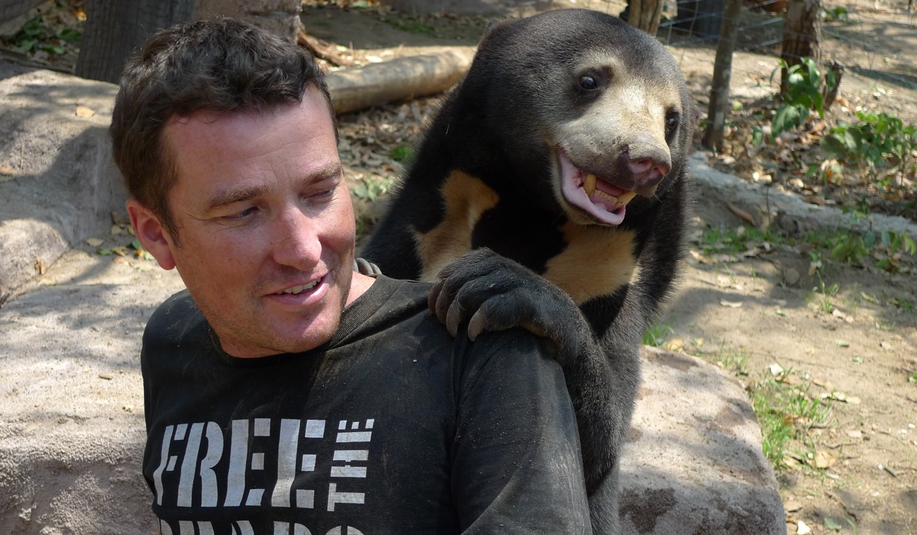 Matt Hunt describes moon bears as being very chilled out creatures. Photo: Courtesy of Free the Bears Fund