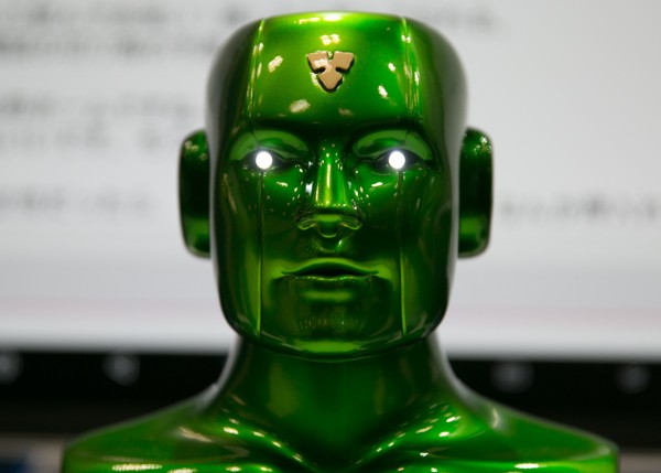 A 'Bartifical Intelligence Carlsdroid' on display during the Artifical Intelligence Exhibition and Conference in Tokyo last month. Photo: EPA