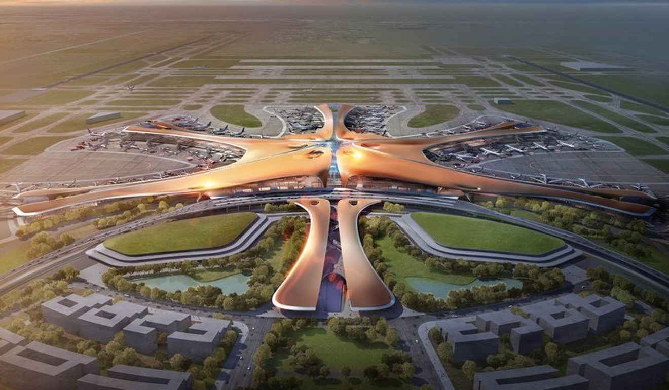 An artist rendition of the Beijing New Airport Terminal building.