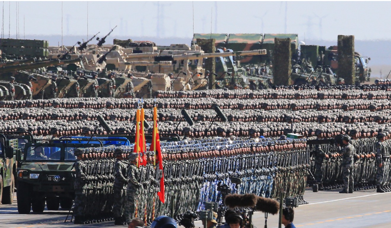 A military parade was held to celebrate the 90th anniversary of the founding of the People’s Liberation Army at Zhurihe training base in north China’s Inner Mongolia Autonomous Region. Photo: Xinhua