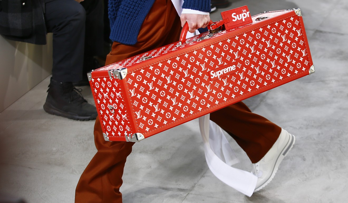 A trunk from Louis Vuitton’s autumn-winter 2017 menswear collection, which featured a collaboration with New York street fashion brand Supreme. Photo: AP