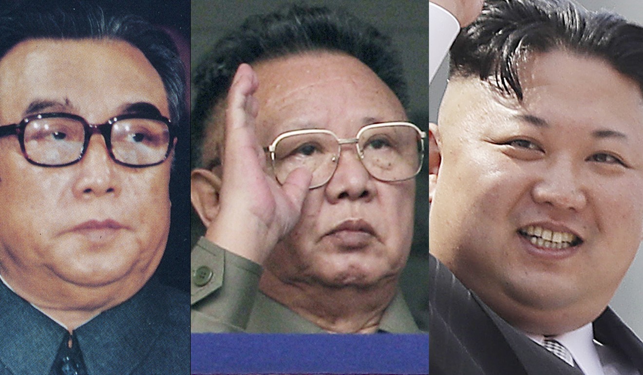 In this combination of file photos, North Korean leaders from past to present, from left to right: Kim Il-sung in 1980; Kim Jong-il in 2010; and Kim Jong-un in 2017. Photo: AP