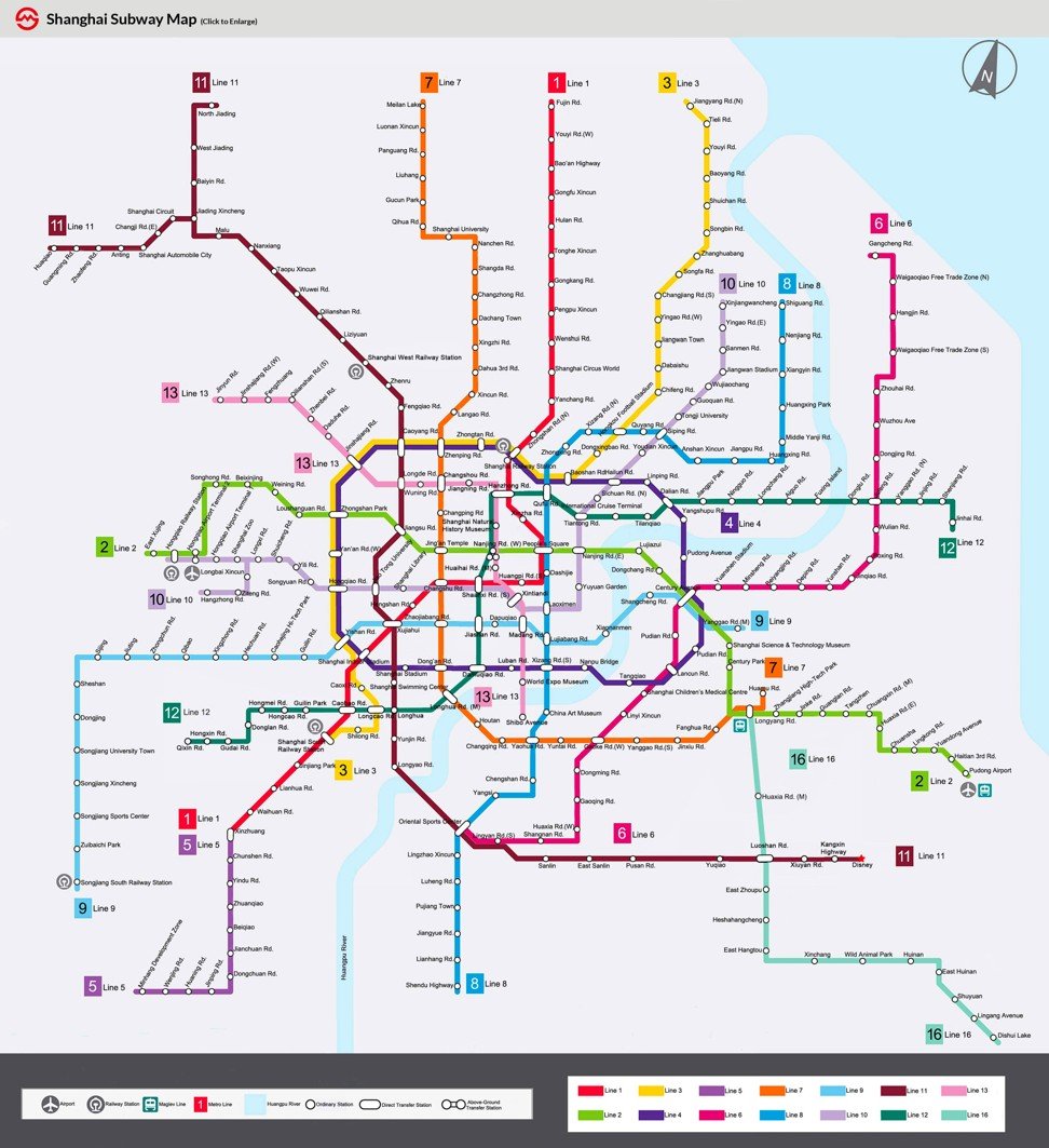 A map of the Shanghai Metro.