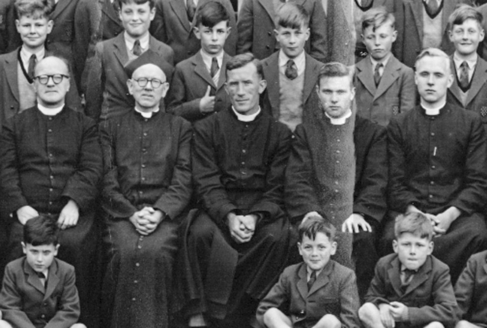 Collins (centre) in a Grace Dieu school photograph from 1956.
