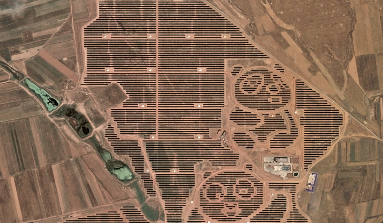 The panda’s image finds a place on this solar farm in China. Photo: Handout