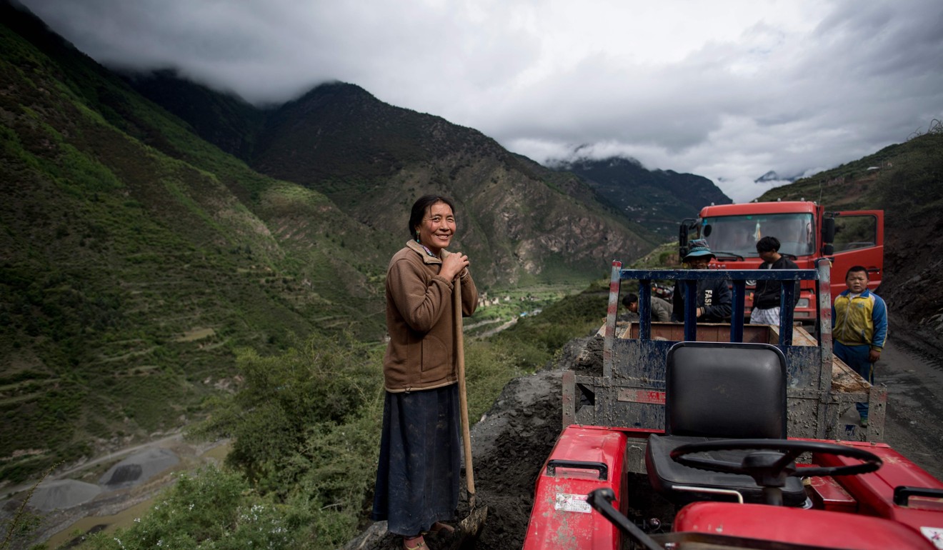 A Zhaba woman at work in the Yalong valley. Photo: AFP