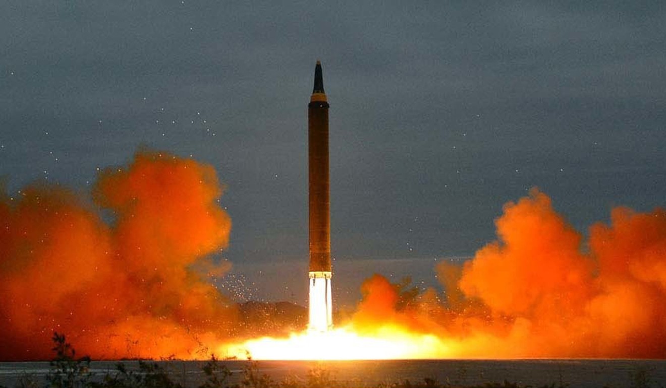 Tuesday’s launch of a Hwasong-12 intermediate range missile that flew over Hokkaido on Tuesday. Photo: AP