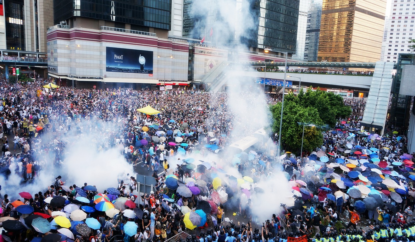 Tear gas is fired at protesters during the Occupy protests of 2014. Photo: Handout