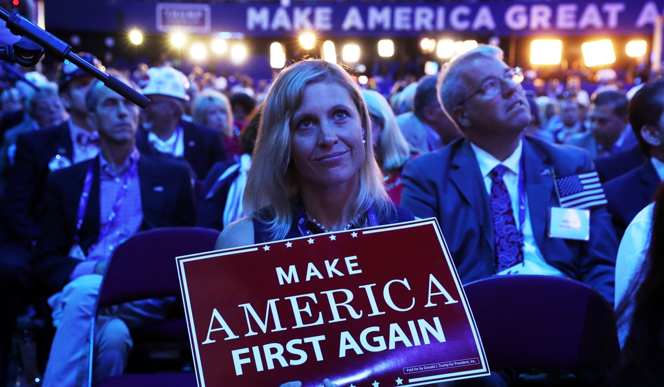 A delegate at the Republican National Convention in Ohio before Trump’s election. Trump’s America First agenda has unsettled Southeast Asian leaders. Photo: AFP