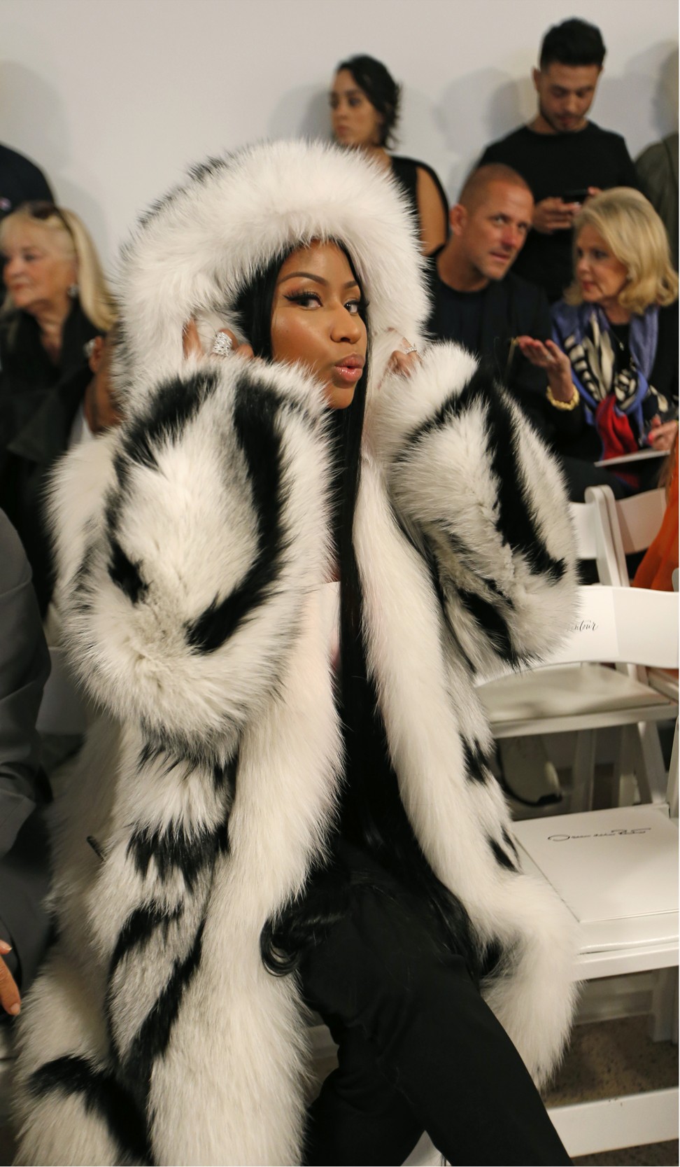 Nicki Minaj poses for a photograph before the Oscar del la Renta spring/summer 2018 fashion show during New York Fashion Week. Photo: AP