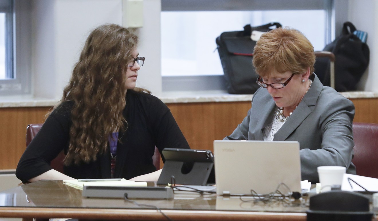 Anissa Weier, left, talks to her attorney Maura McMahon during jury selection in the trial to determine 15-year-old Weier's competency at Waukesha County Courthouse Monday. Photo: AP