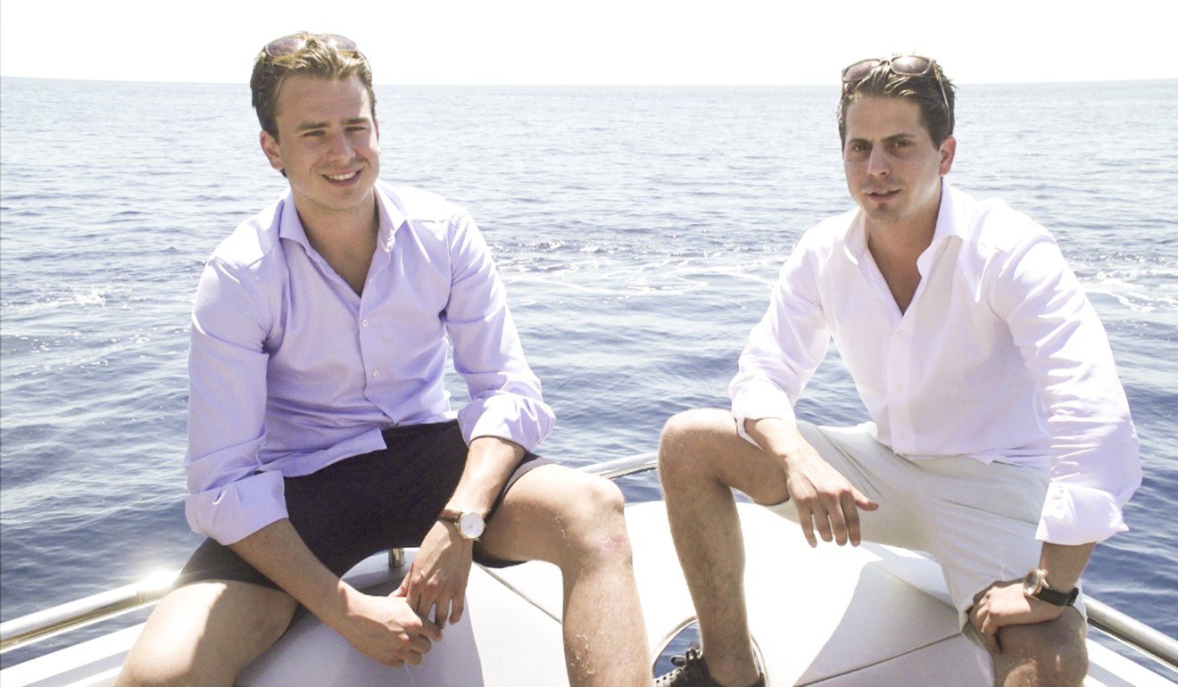 Nick Gelevert (left), Boatsters founder and CEO, and managing partner Raoul Milhado off Majorca in Spain.