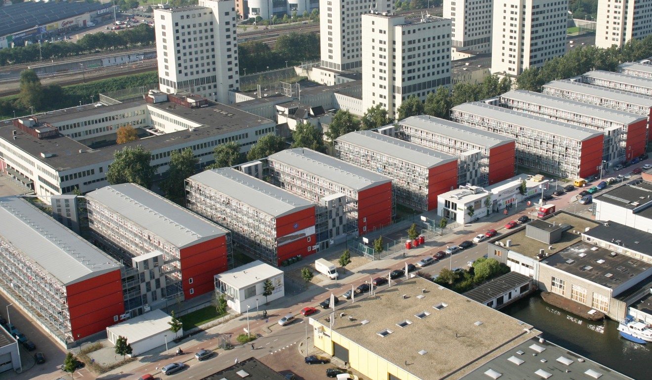 Prefabricated boxes used for housing in Amsterdam, the Netherlands. Photo: Handout
