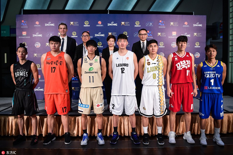 Joseph Lin (far left) represents Fubon Braves at the Super 8 opening press conference. Photo: The Super 8