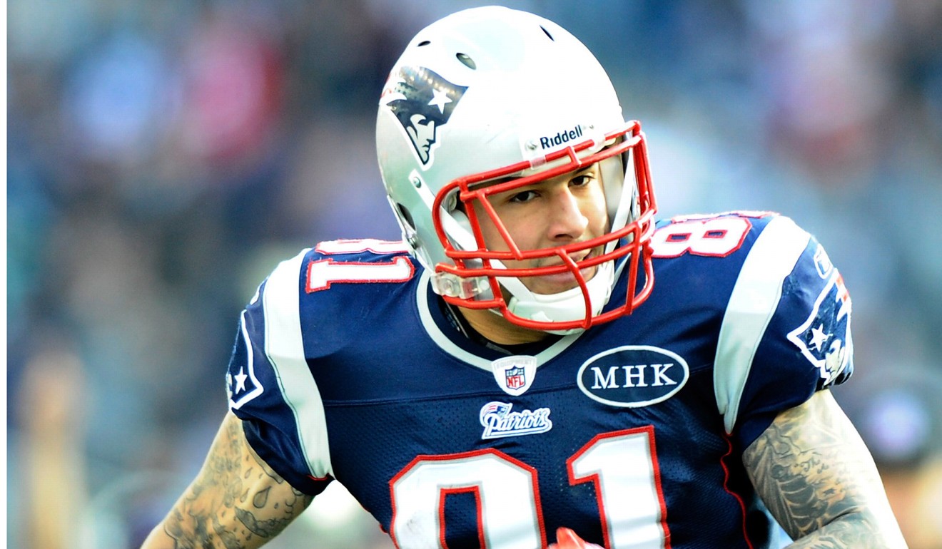 New England Patriots tight end Aaron Hernandez showed signs of stage 3 chronic traumatic encephalopathy (CTE). Photo: EPA