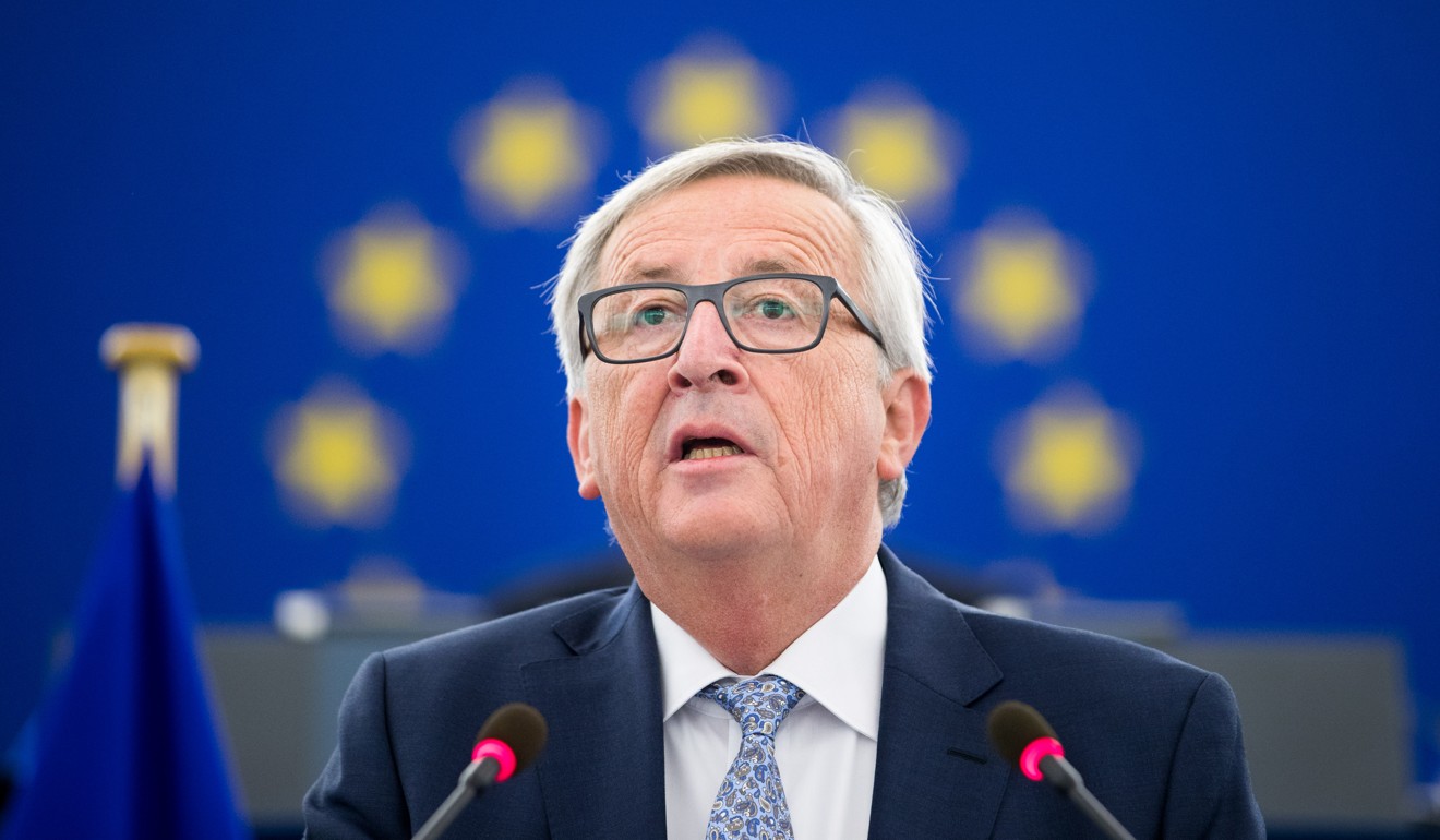 Jean-Claude Juncker, president of the European Commission, delivers the state of the union speech at the European Parliament in Strasbourg, France, earlier this month. Juncker announced a new EU-wide investment screening system that seeks to harmonise the different screening systems of EU member states, to bring greater transparency and predictability. Photo: Bloomberg