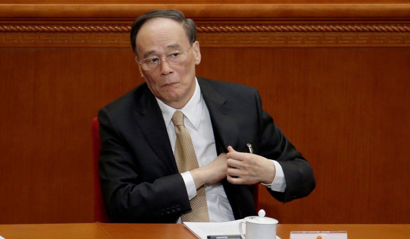 Anti-corruption tsar Wang Qishan at the opening session of the annual meeting of the National People's Congress in Beijing in March. Photo: Reuters