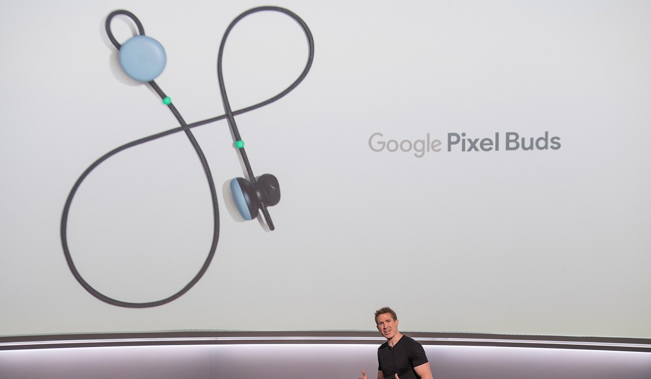 Juston Payne, product manager of hardware for Google Inc., speaks about the Google Pixel Buds wireless headphones during a product launch event in San Francisco. Photo: Bloomberg
