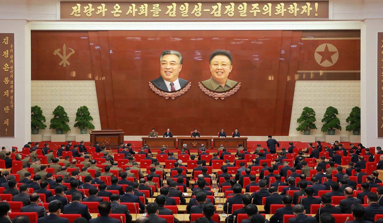 The Second Plenum of the 7th Central Committee of the Workers' Party of Korea (WPK) in Pyongyang on Saturday. Photo: AFP