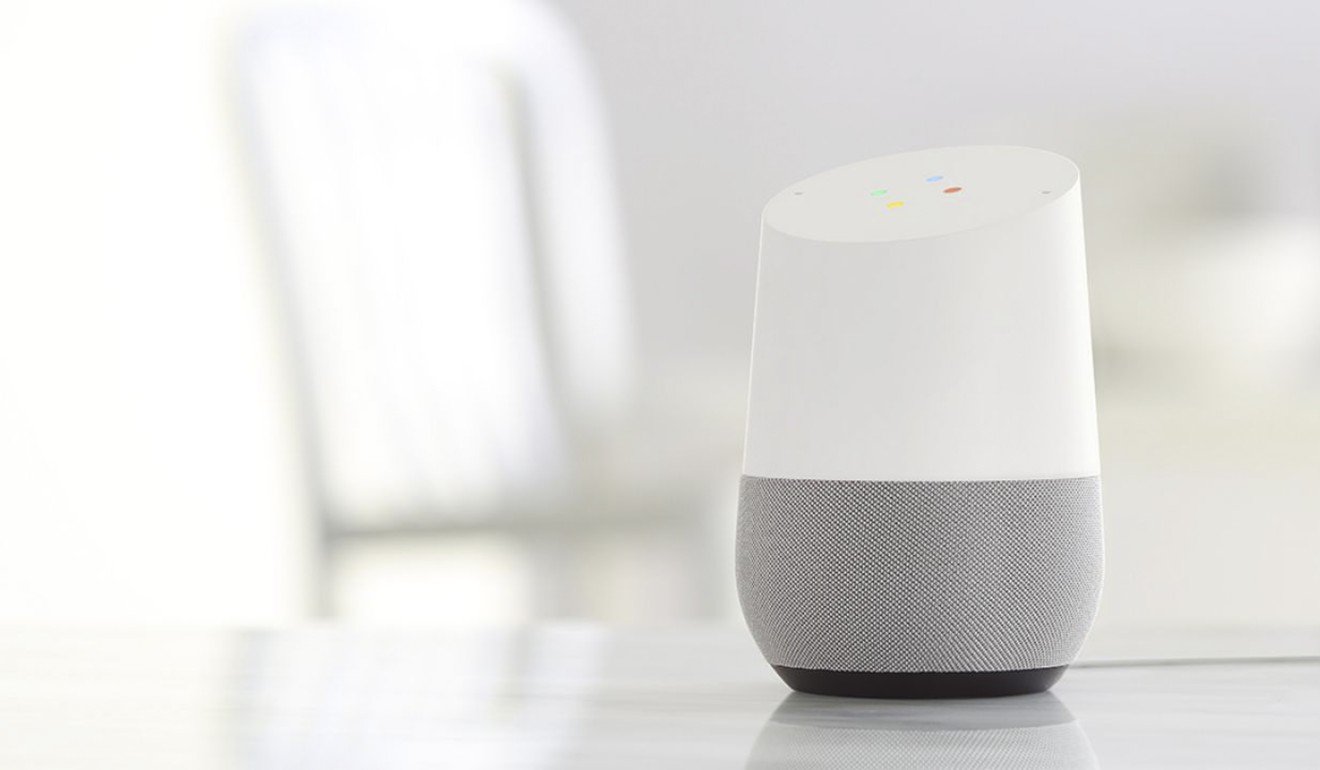 The Mini’s older sibling, the Google Home speaker. The height of the Mini does not even reach above the base of the Google Home.