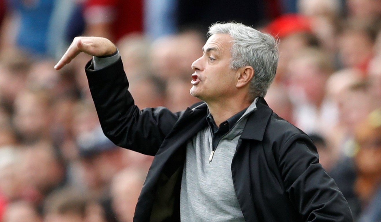 United manager Jose Mourinho gestures to his team. Photo: Reuters