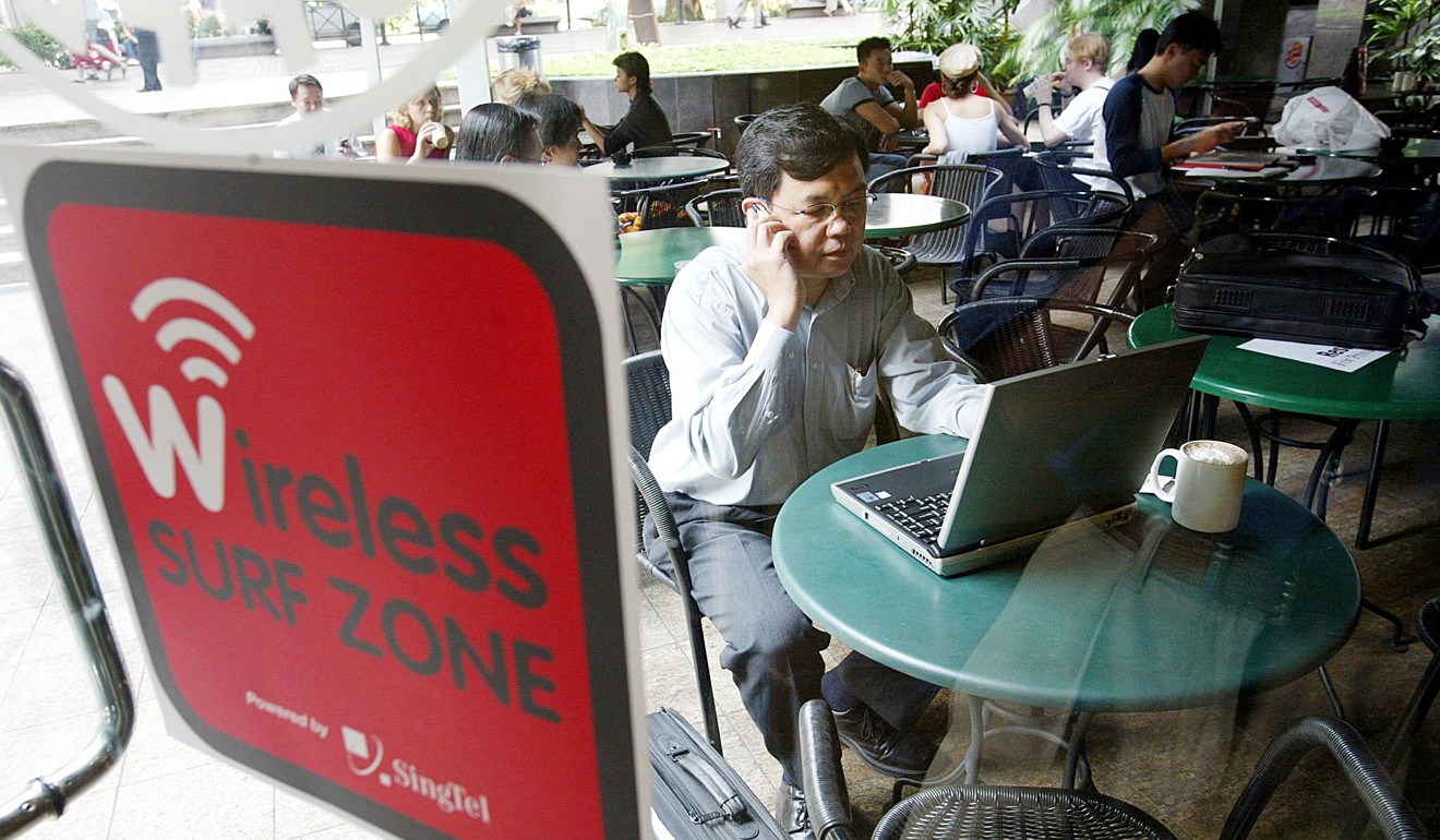 A Wi-Fi zone on Singapore’s Orchard Road. Photo: AFP