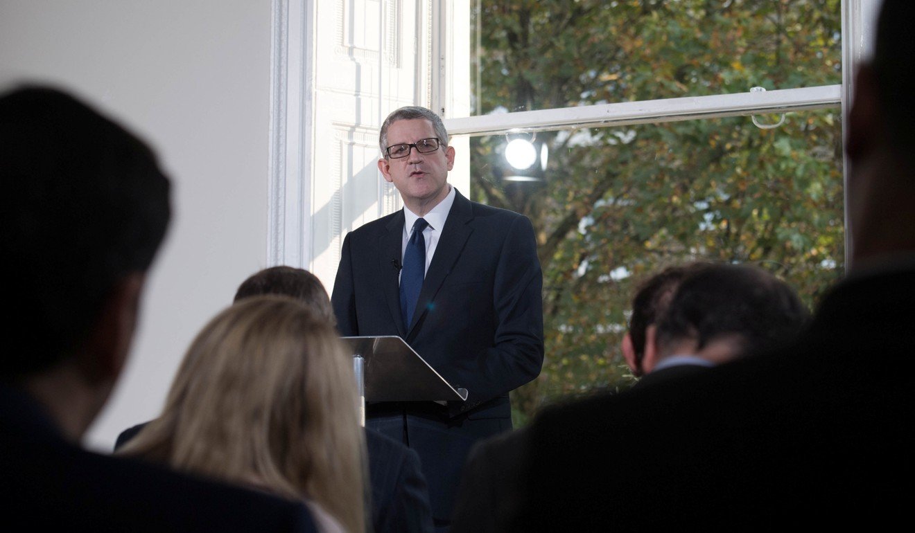 Director General of MI5 Andrew Parker delivers a speech in central London, on the security threat facing Britain October 17, 2017. Photo: Reuters