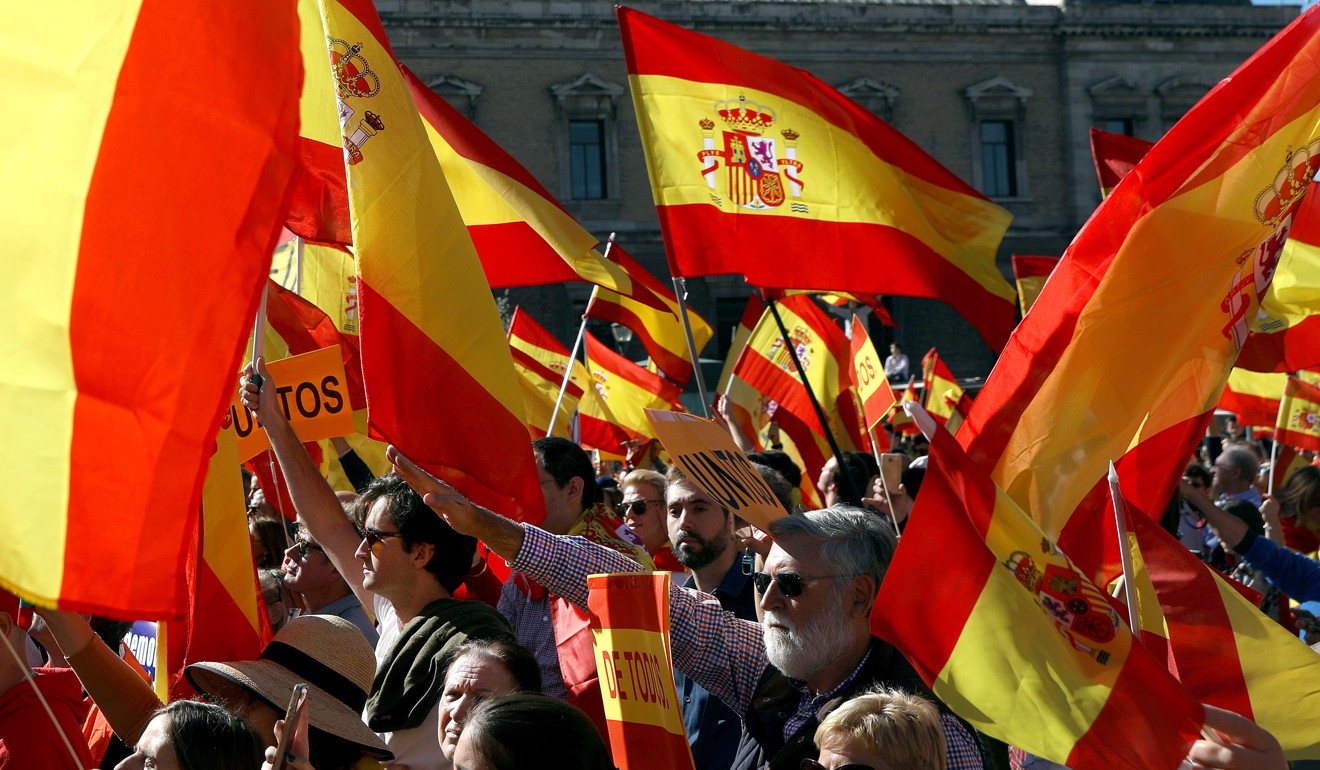 Pro-unity demonstrators in Madrid. Photo: Reuters
