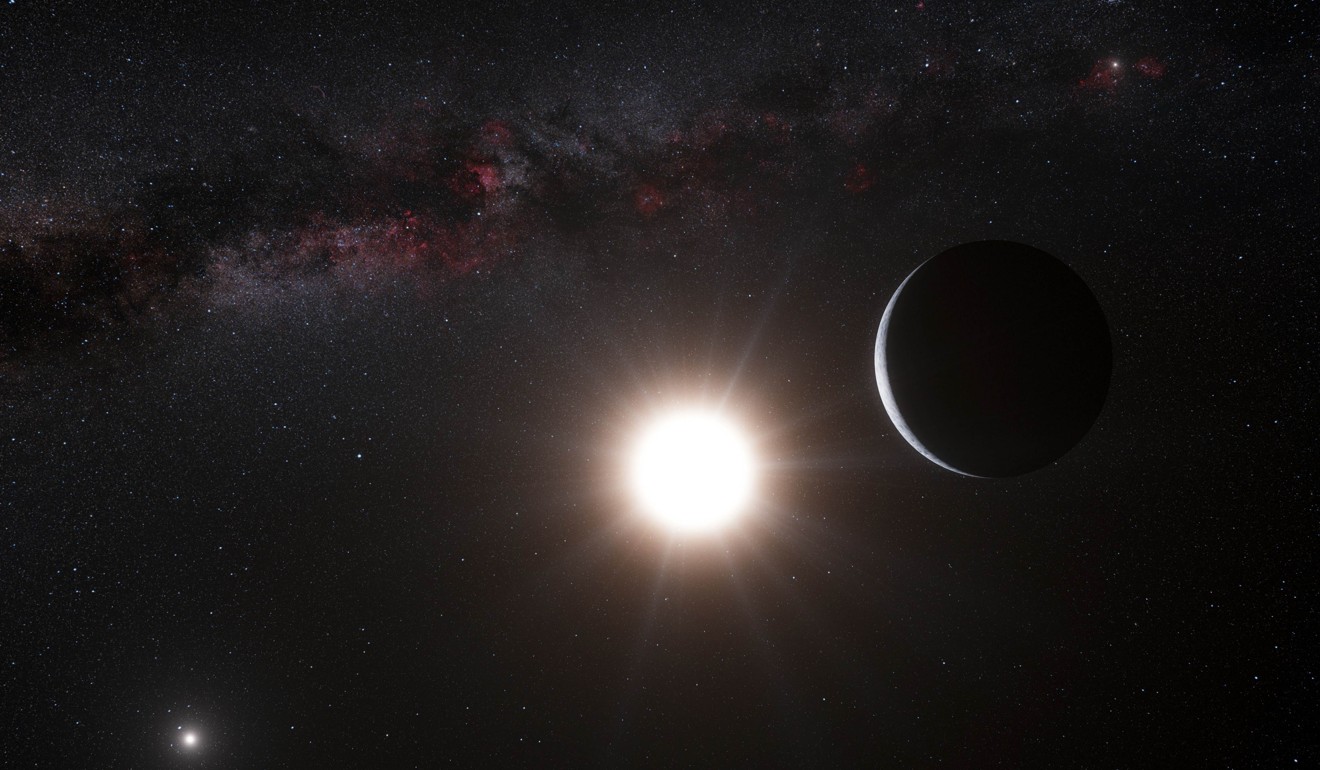 An artist’s rendering, released by the European Southern Observatory, of a planet orbiting the star Alpha Centauri B, a member of the triple star system that is the closest to Earth. Photo: AFP