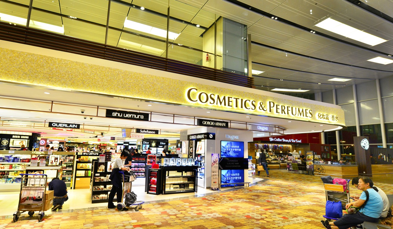 A cosmetics duty free shop at Singapore’s Changi Airport.