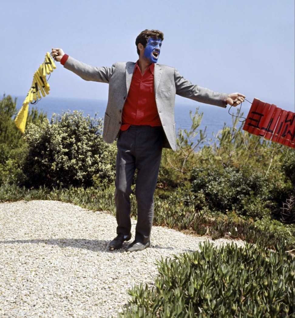 French actor Jean-Paul Belmondo in the 1965 film Pierrot le Fou.