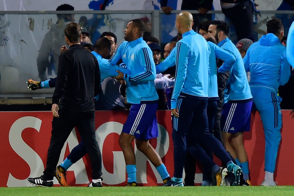 Evra attacked a fan ahead of the Europa League match against Vitoria SC. Photo: AFP